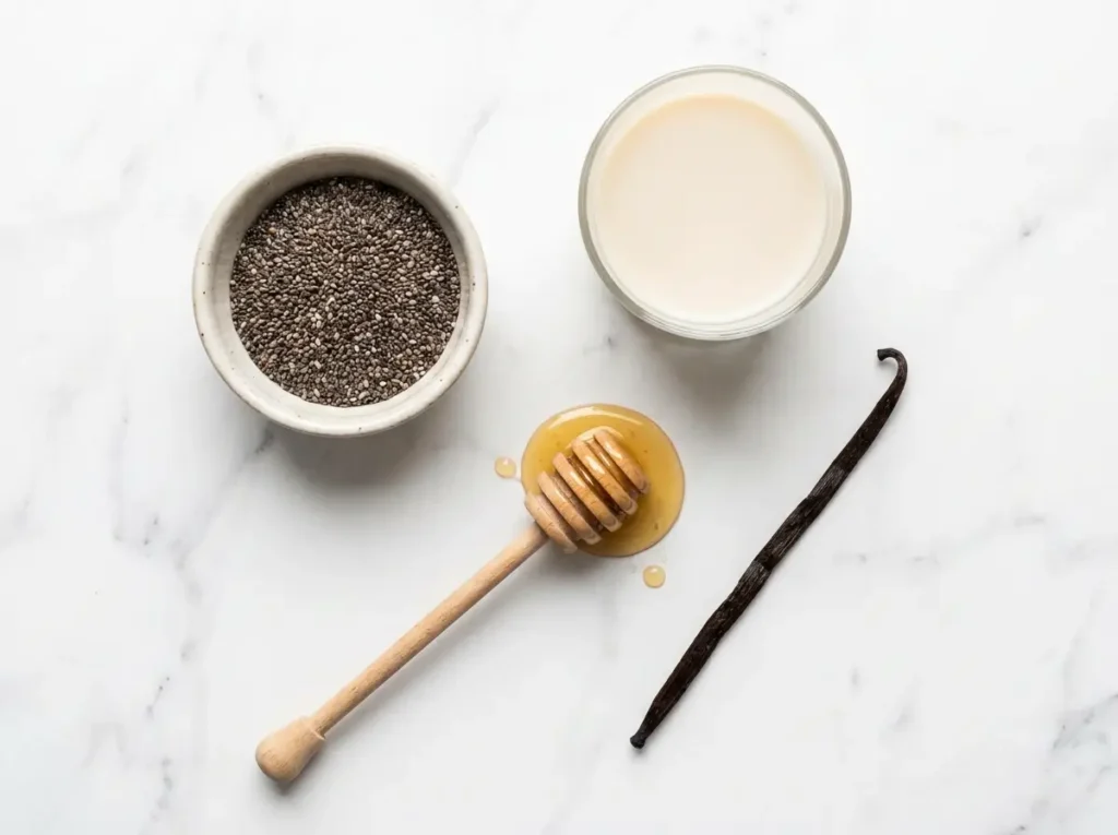 chia seed pudding recipe ingredients chia seeds milk honey vanilla