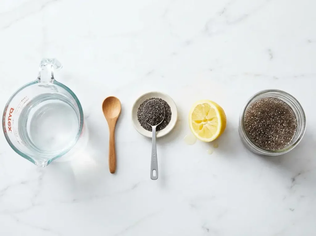  how to make chia seed water step by step flat lay