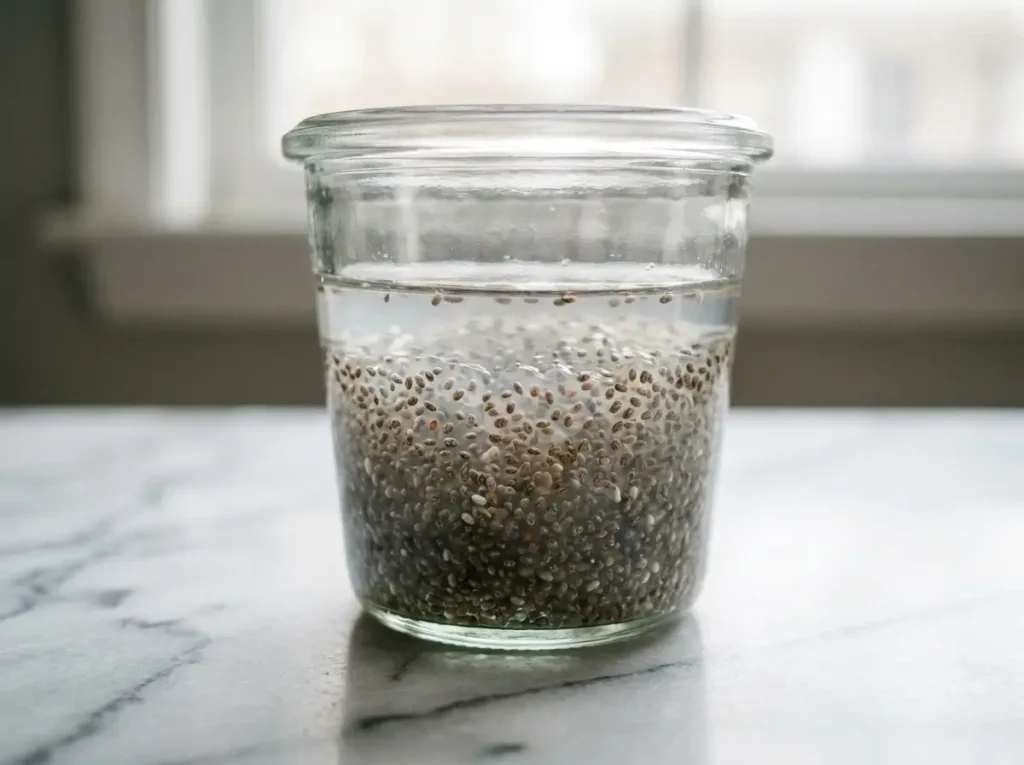 chia seeds soaked in water gel texture showing chia seed water benefits