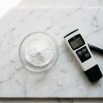 baking soda ph level white powder marble surface