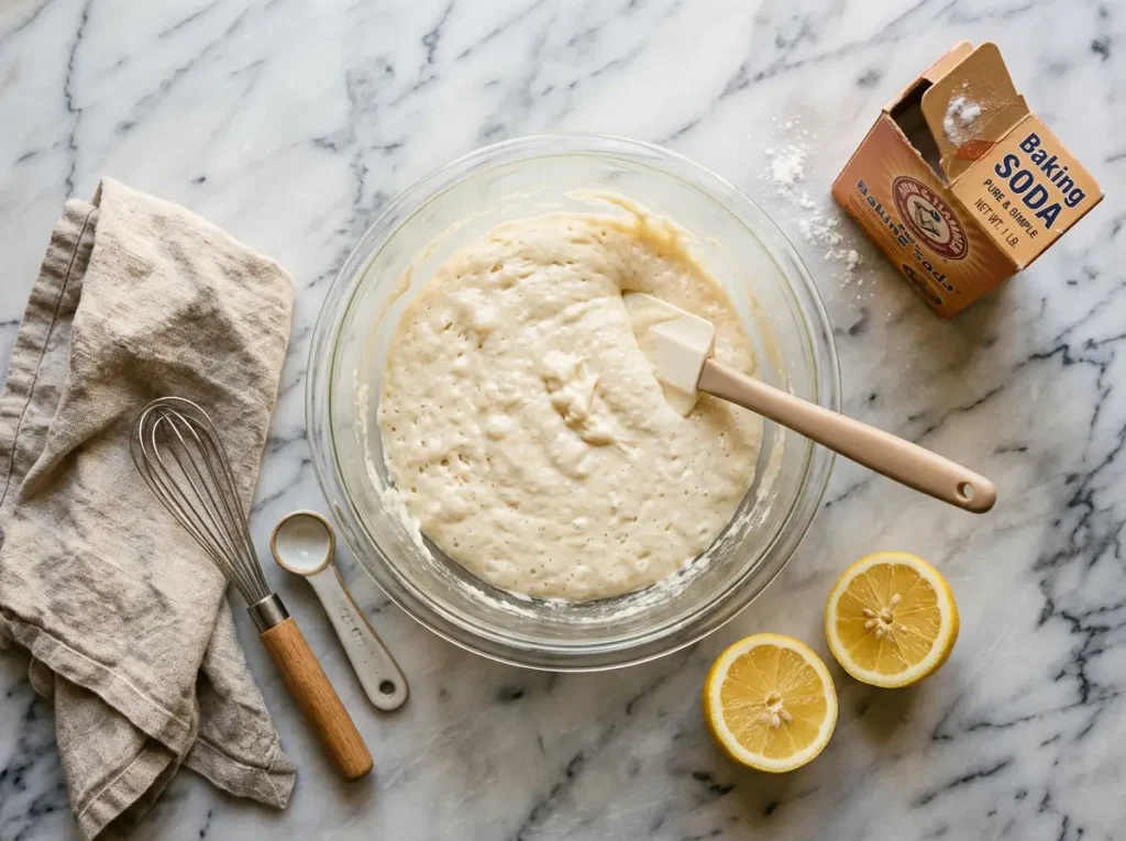 baking soda reacting with lemon juice in bowl
