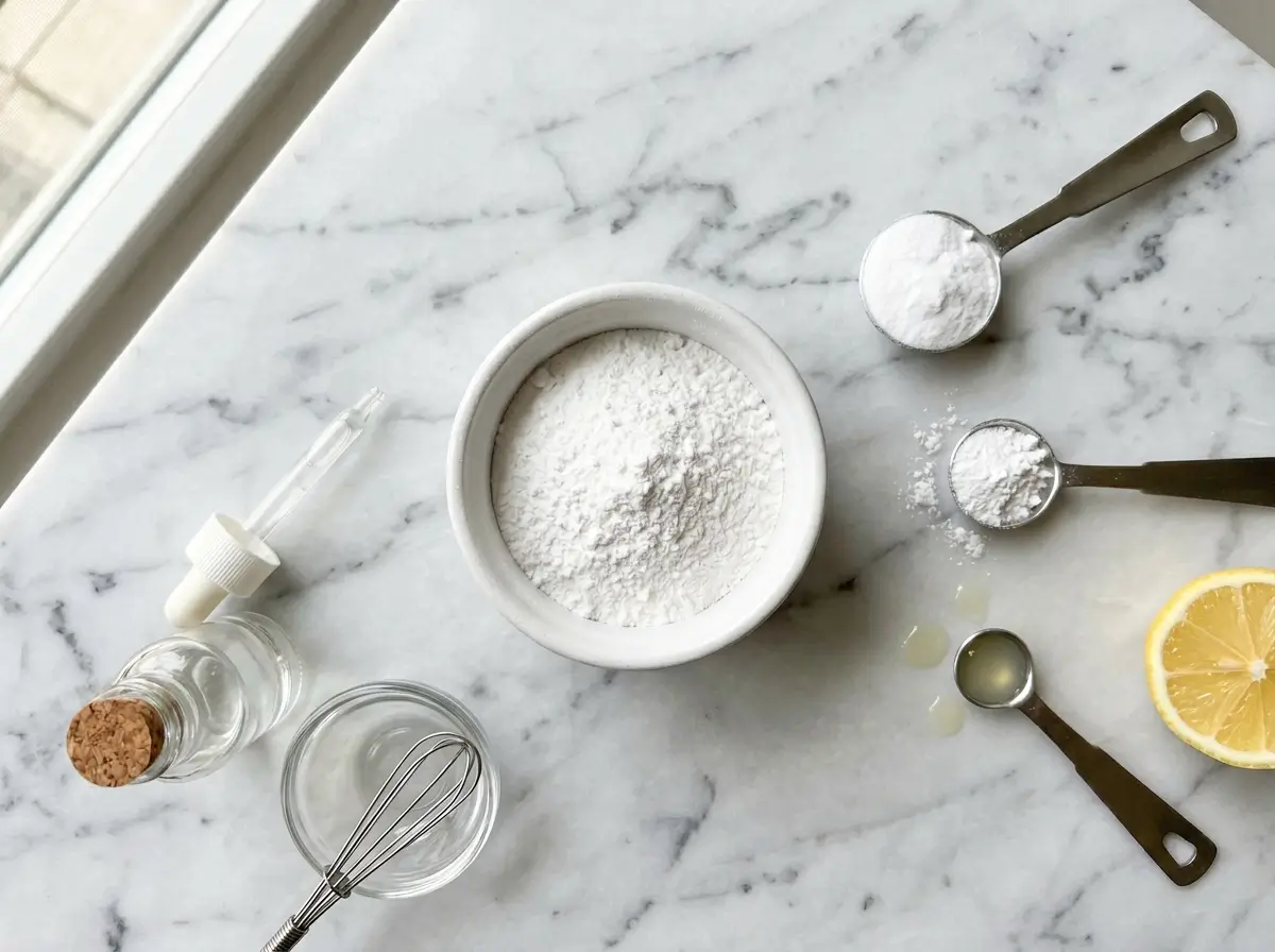 White ramekin with baking powder