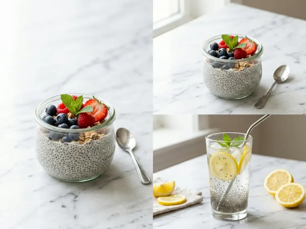 Chia seed recipes roundup featuring chia pudding and chia seed water