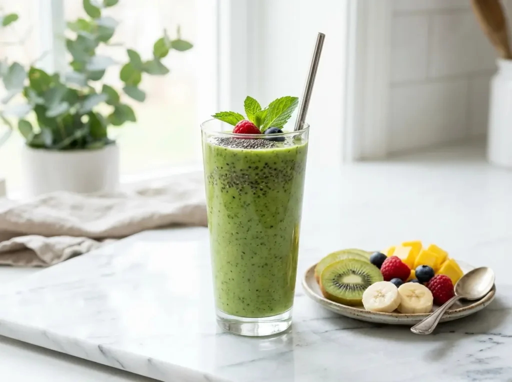 adding chia seeds to a smoothie, a simple way to eat chia seeds daily