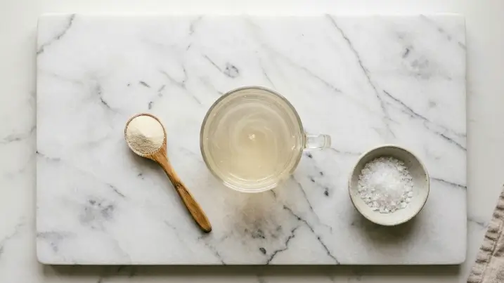 Stirring gelatin powder into warm water for Dr Gupta gelatin recipe