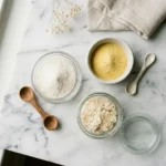 gelatin substitute options including agar-agar powder and pectin on marble surface