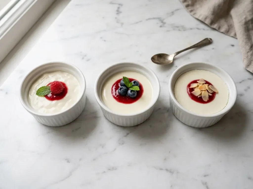 Panna cotta texture comparison at different gelatin ratios