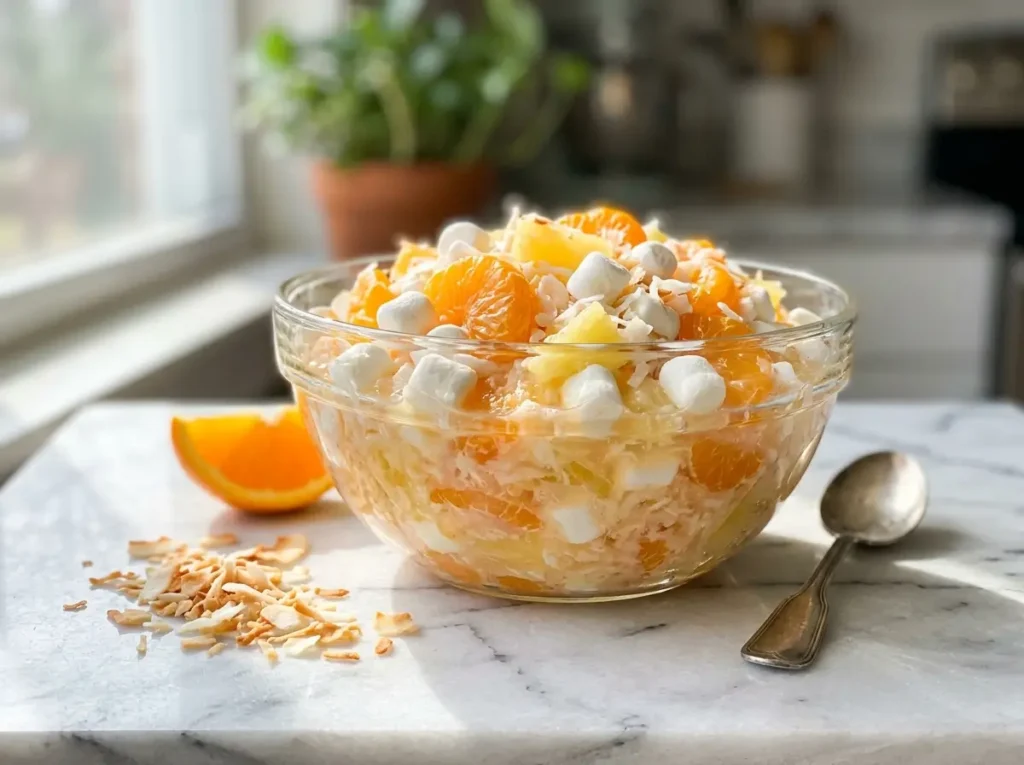 Ambrosia salad with mandarin oranges and coconut