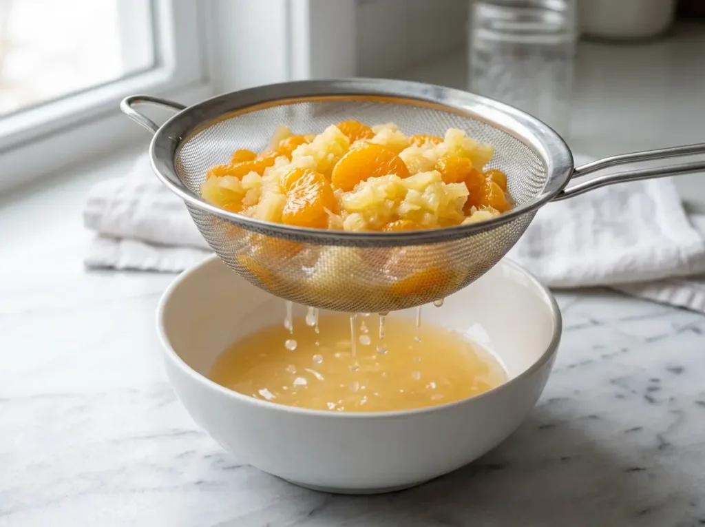 Draining fruit thoroughly to prevent watery jello salad