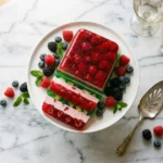 Jello salad recipe sliced showing colorful set layers