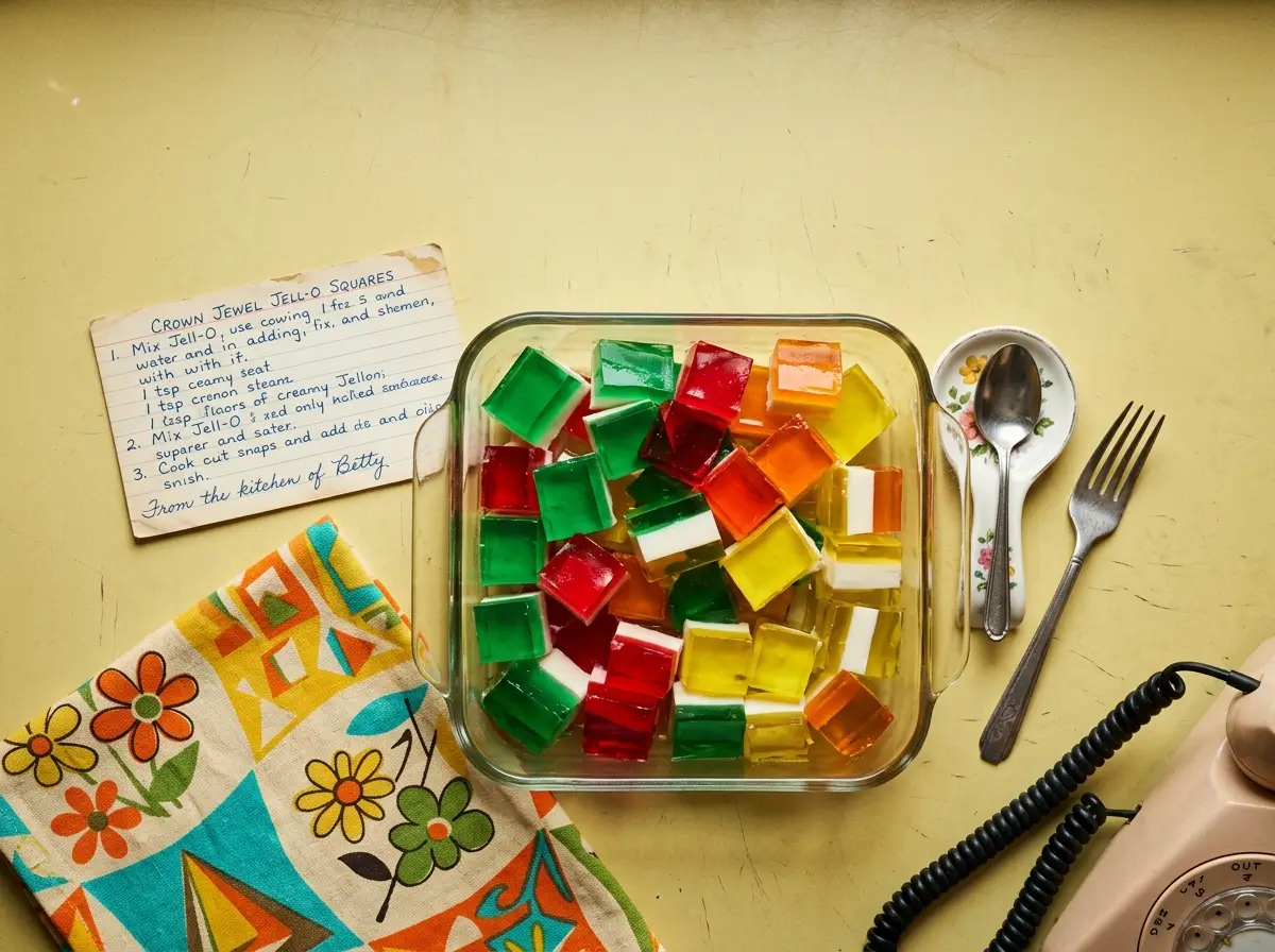 intage-style Knox Blox gelatin squares on retro kitchen counter