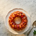 Molded Knox gelatin dessert with strawberries