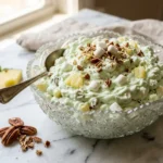 Watergate salad with pistachio, pineapple, and pecans
