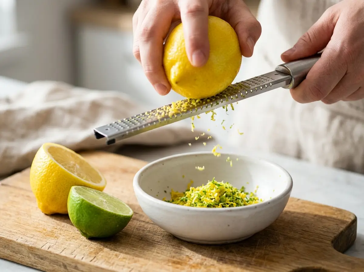Grating lemon and lime zest as a substitute for lemongrass